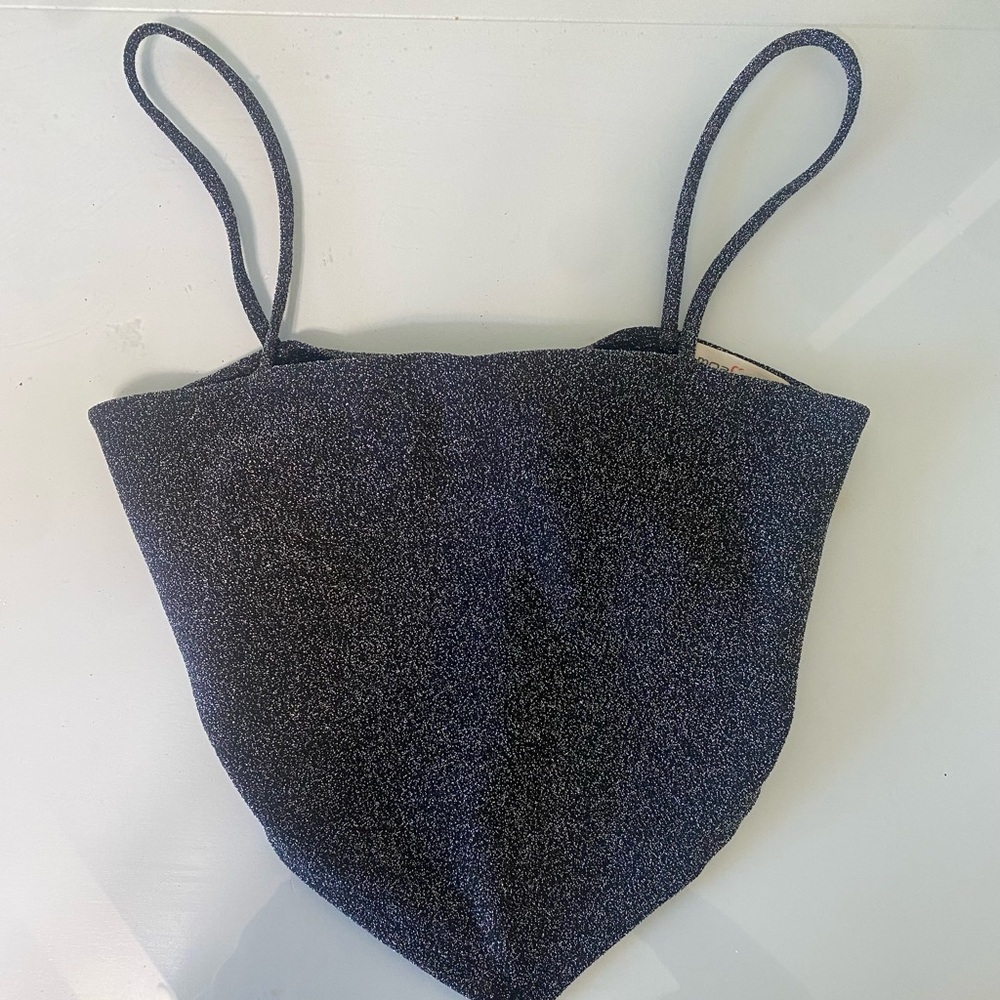 Dress sparkly handkerchief, top with tie  back